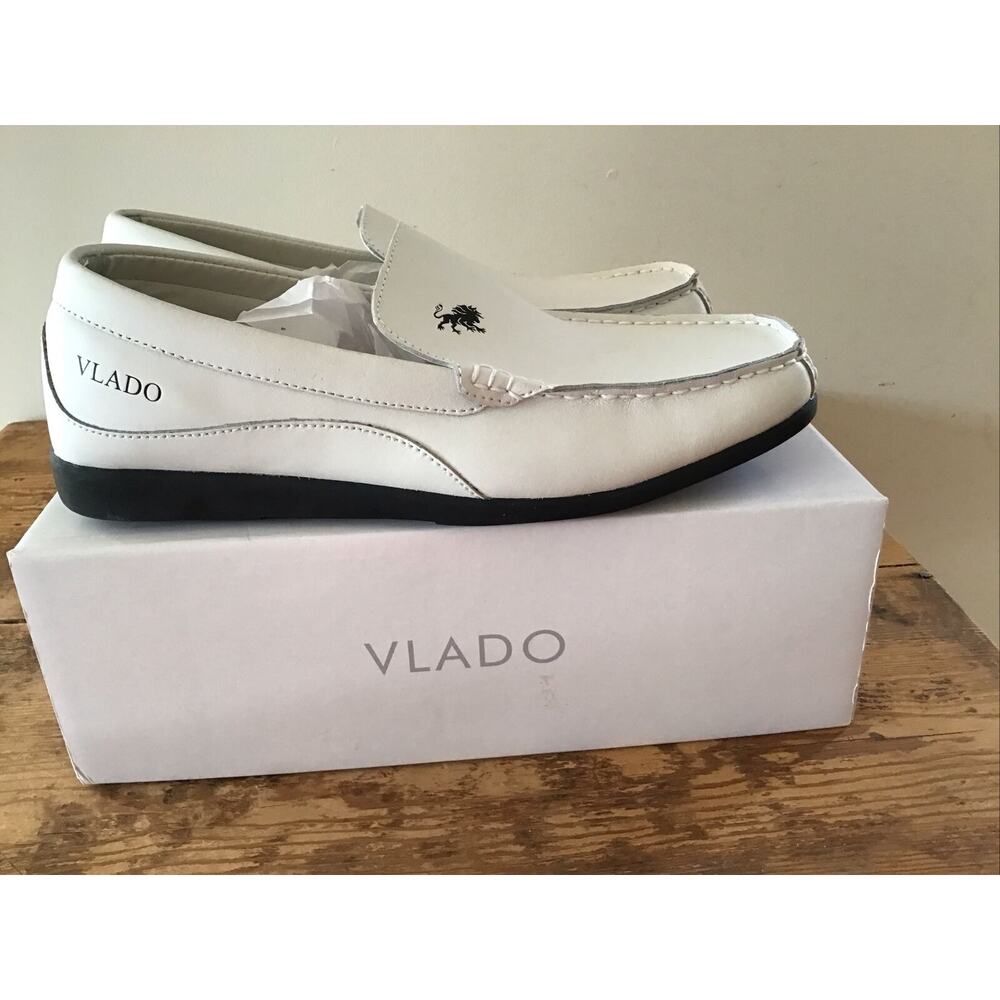 Vlado Footwear Mens 9 White Elite Slip On Loafers New In Box